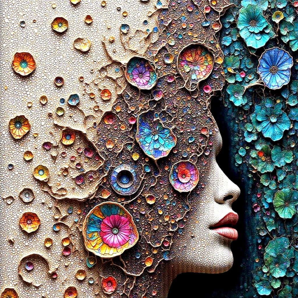 Willendorf Goddess Amidst Intricate Floral Art