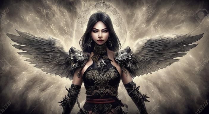 Majestic Warrior Angel in Gloomy Setting