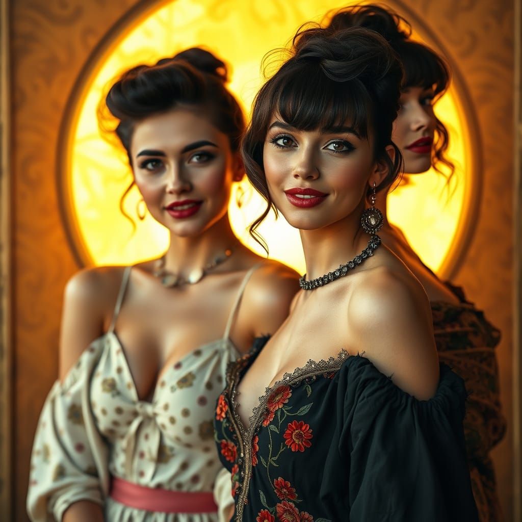 Confident Women in Elegant Art Nouveau Style