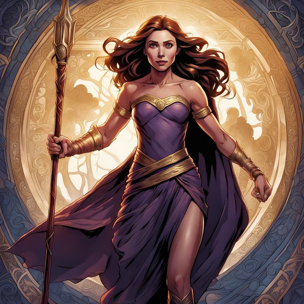 Elizabeth Olsen as Megara in Comic Book Art