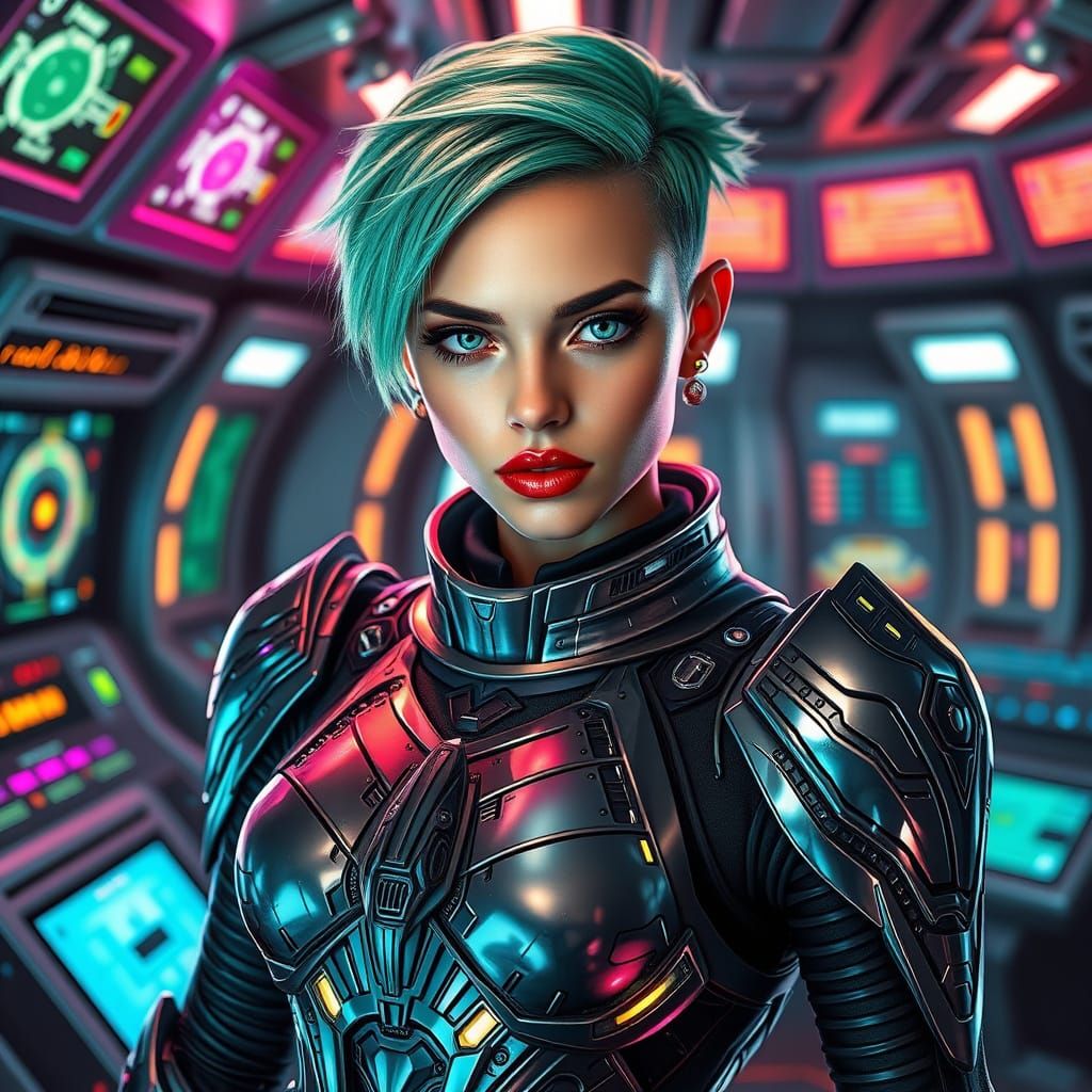 Stunning Warrior in Futuristic Armor