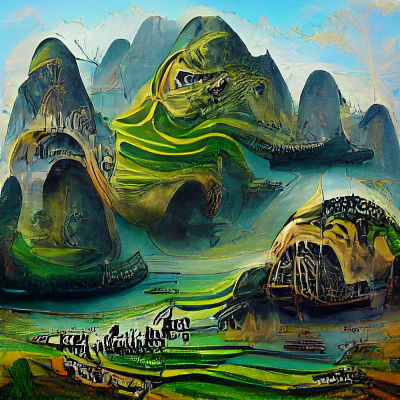 Surreal Karst Hills in Salvador Dalí Style