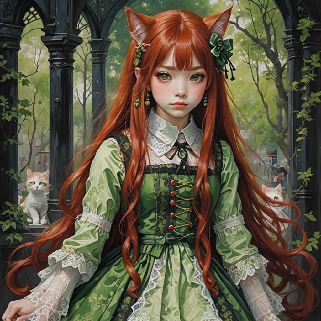 Cute Japanese Woman in Gothic Harajuku Dress