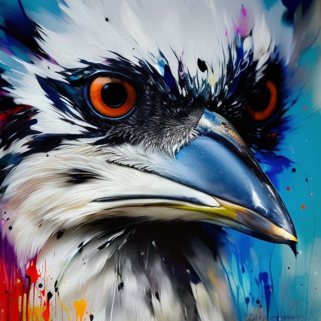 Radiant Kookaburra in Paint Splash Art Style