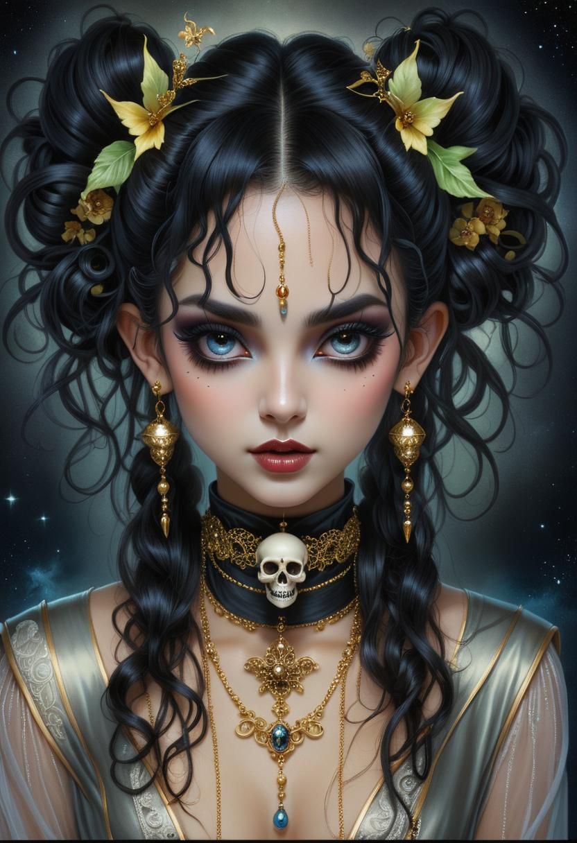 Hyperrealistic Fairy Woman Portrait in Victorian Gothic Styl...
