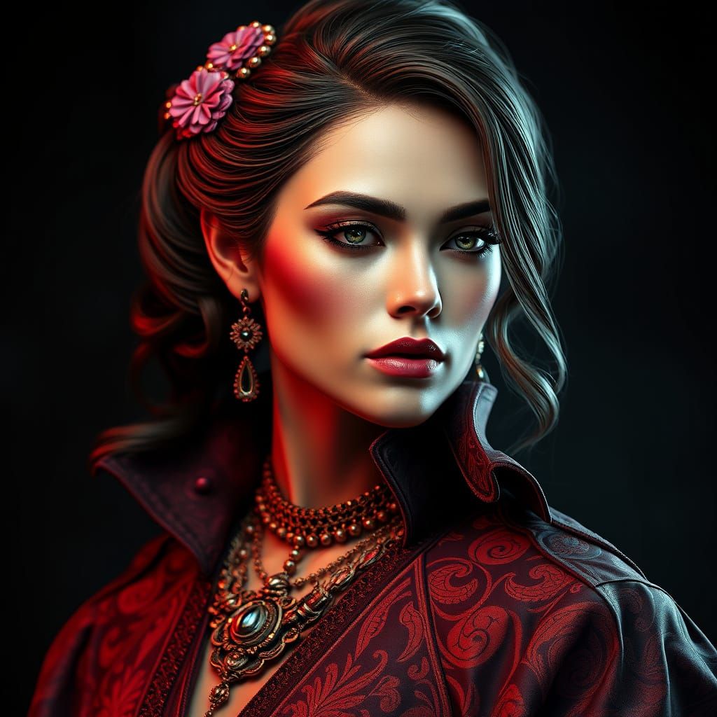 Dramatic Portrait in Realistic Fantasy Style