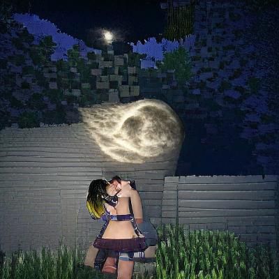 Couple Kissing Under Moonlight Romance