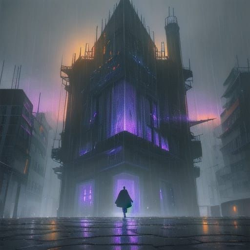 Ethereal Nighttime Streetscape with Mystical Ambiance