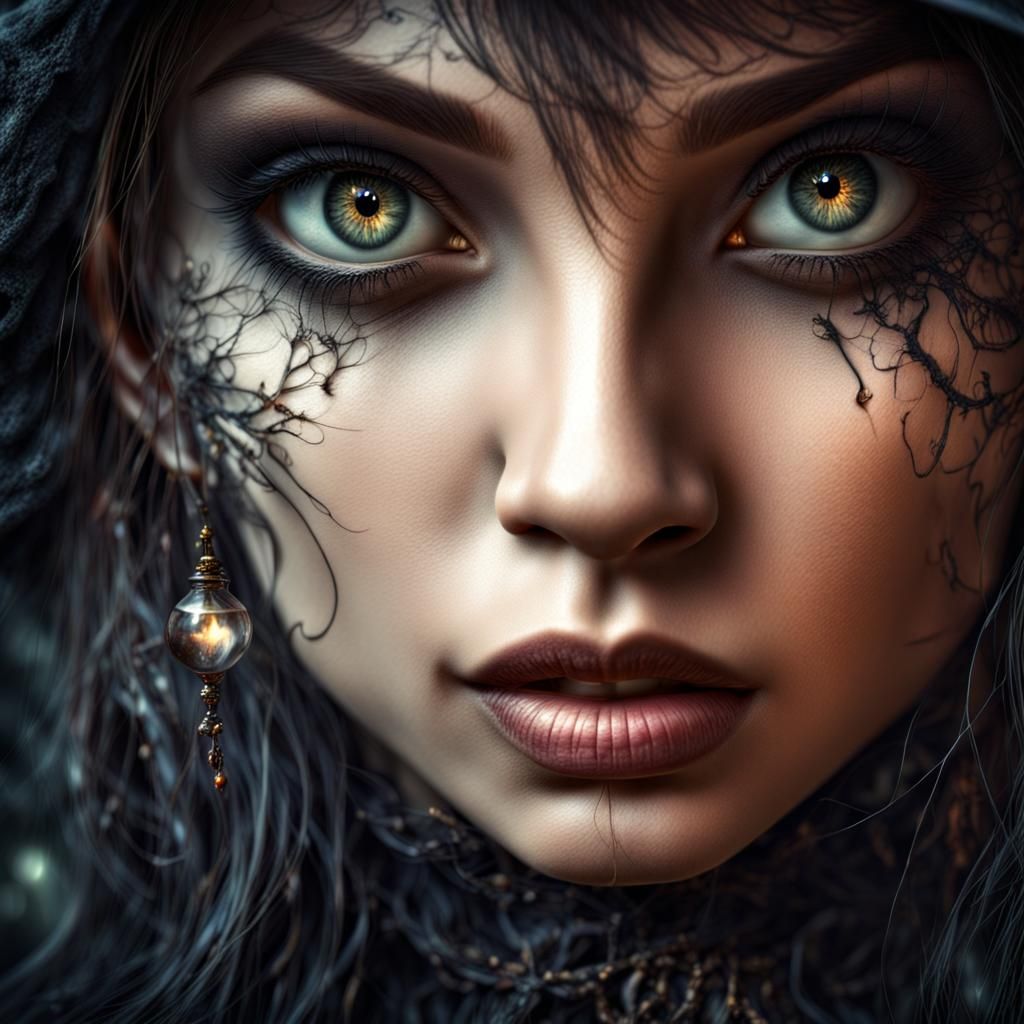 Beautiful Fantasy Witch in HDR Photo
