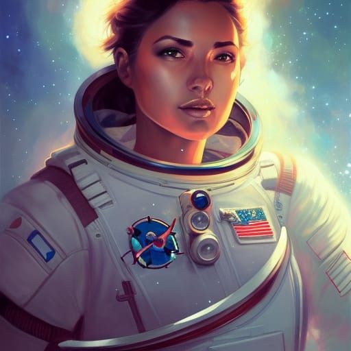 Female Astronaut Portrait in Hyperdetailed Digital Art