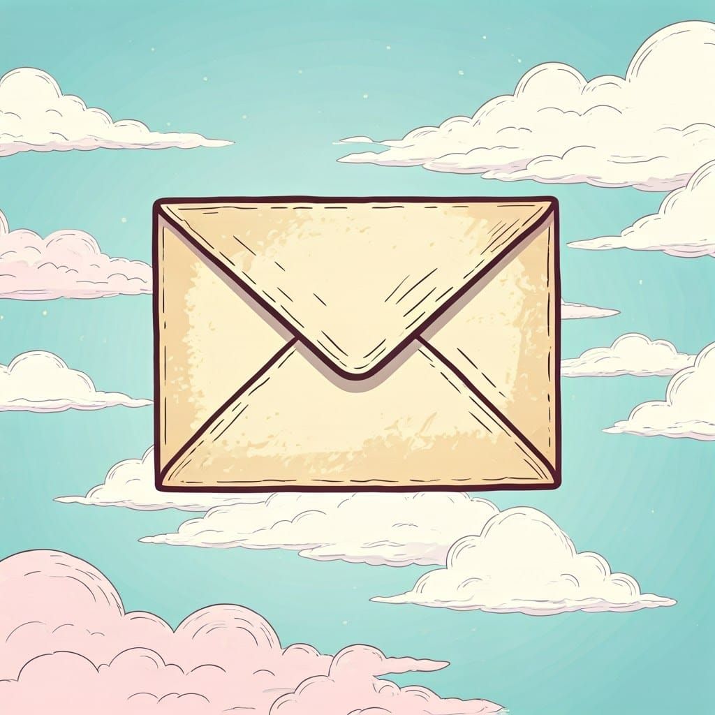 Whimsical Envelope in Pastel Cloudscape