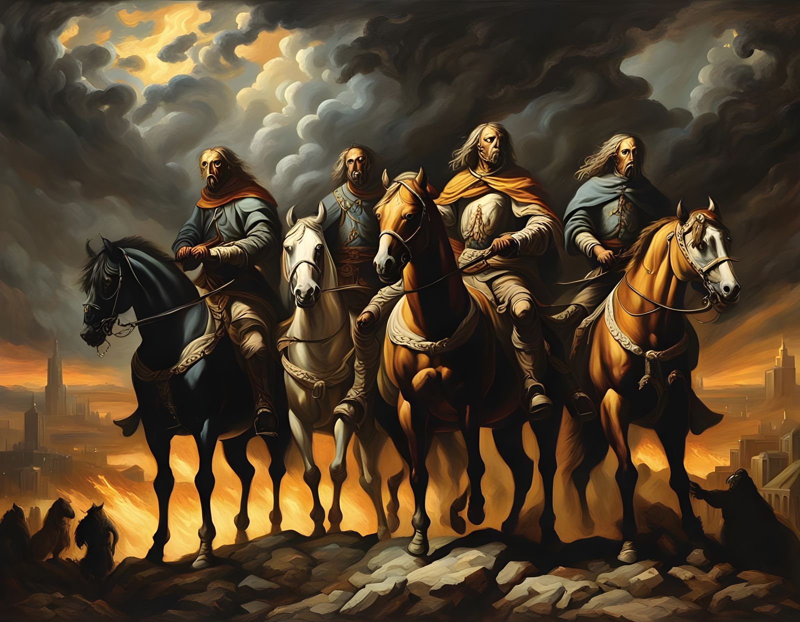 The Four Horsemen of the Apocalypse in Oil Paint