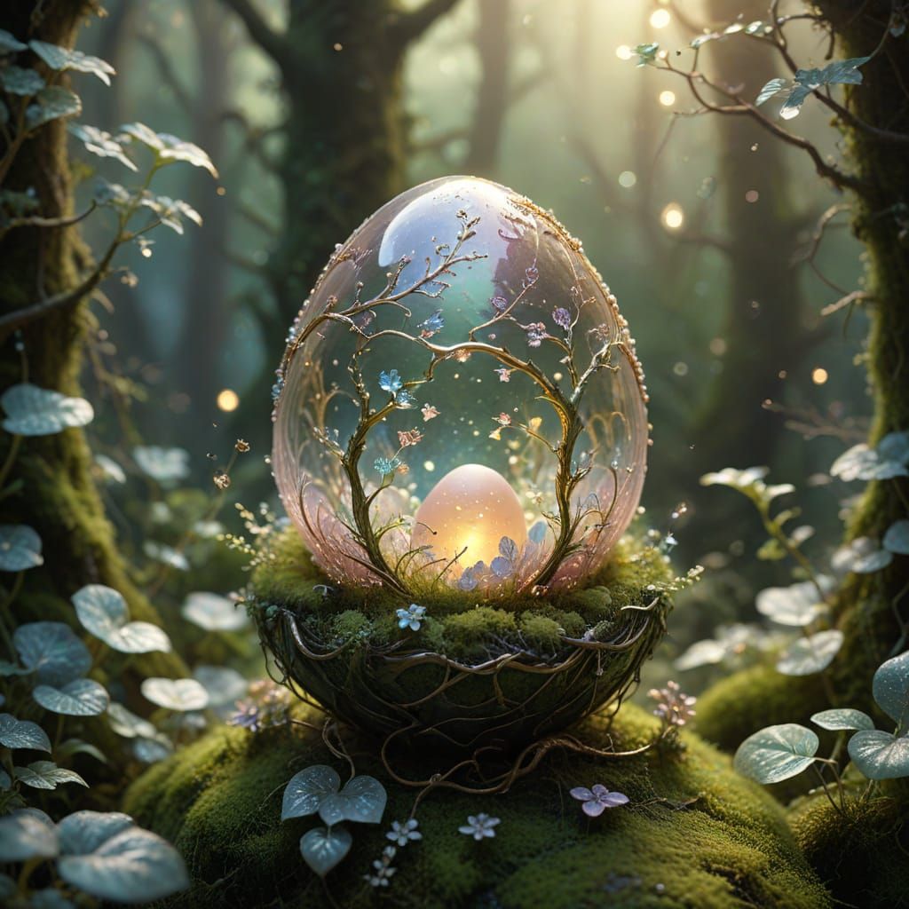 Celestial Crystal Egg on Enchanted Moss