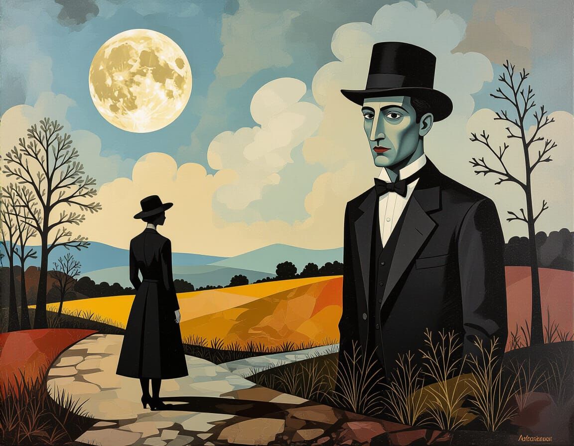 Surreal Nightmare Landscape in Mixed Media Collage