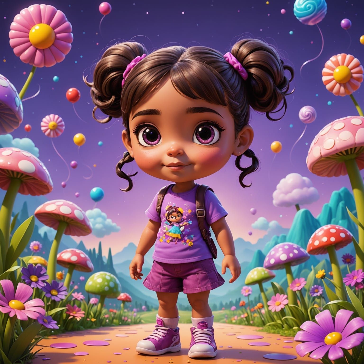 Psychedelic Fractal Toddler in Candyland Meadow