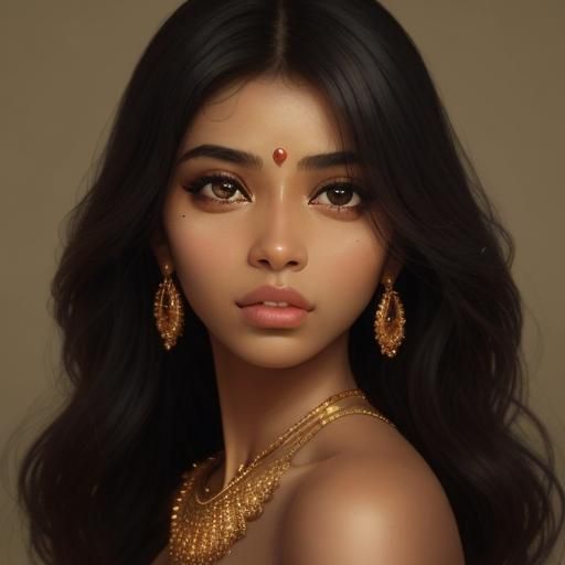 Serene Indian Model in Hyper-Realistic Digital Art