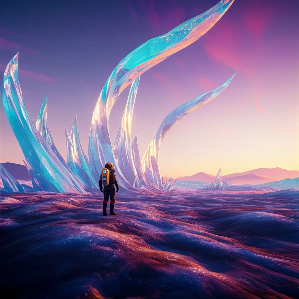 Crystalline Alien Landscape in Futuristic Style
