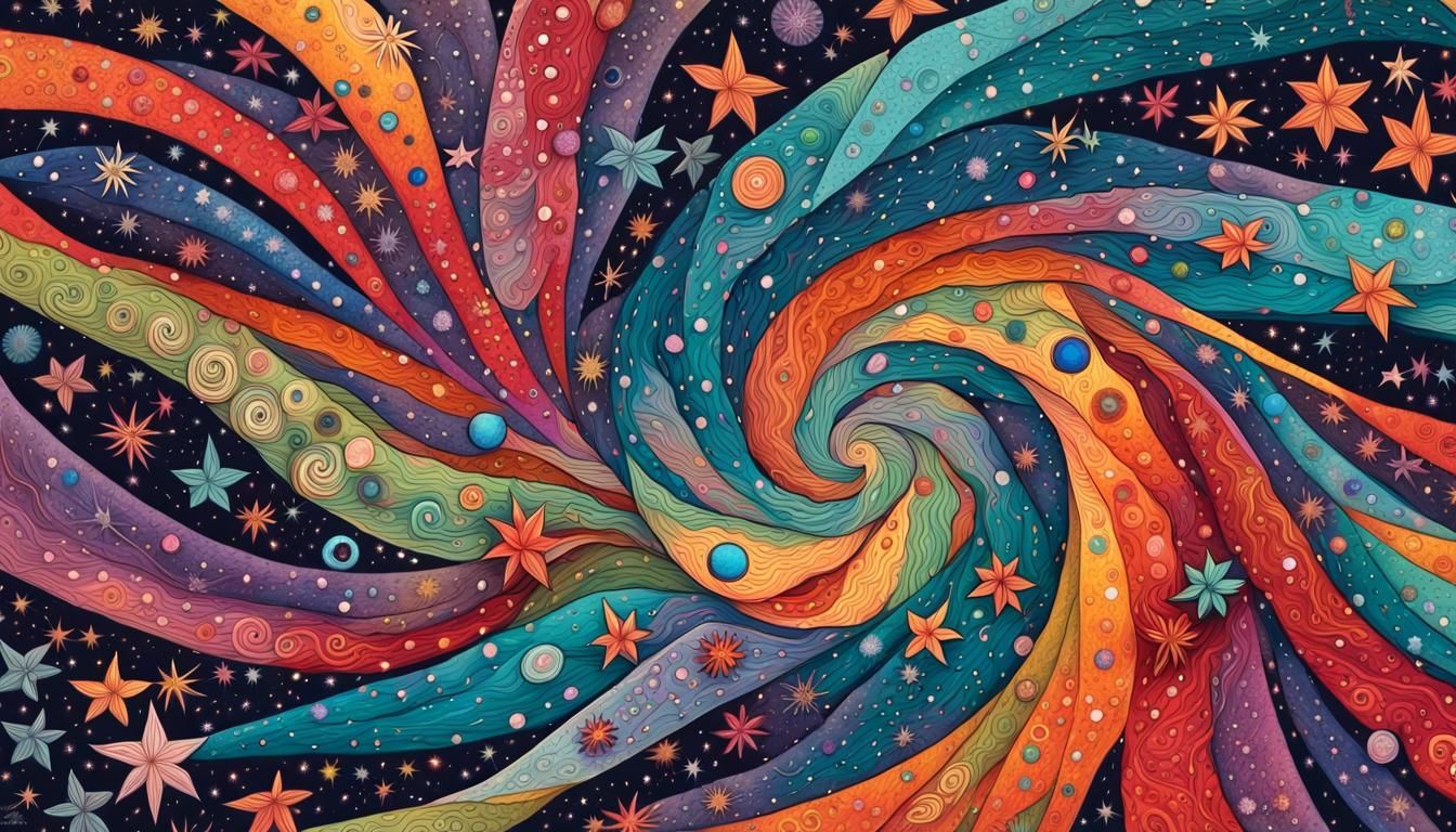 Cosmic Zentangle Hurricane with Jelly Stars