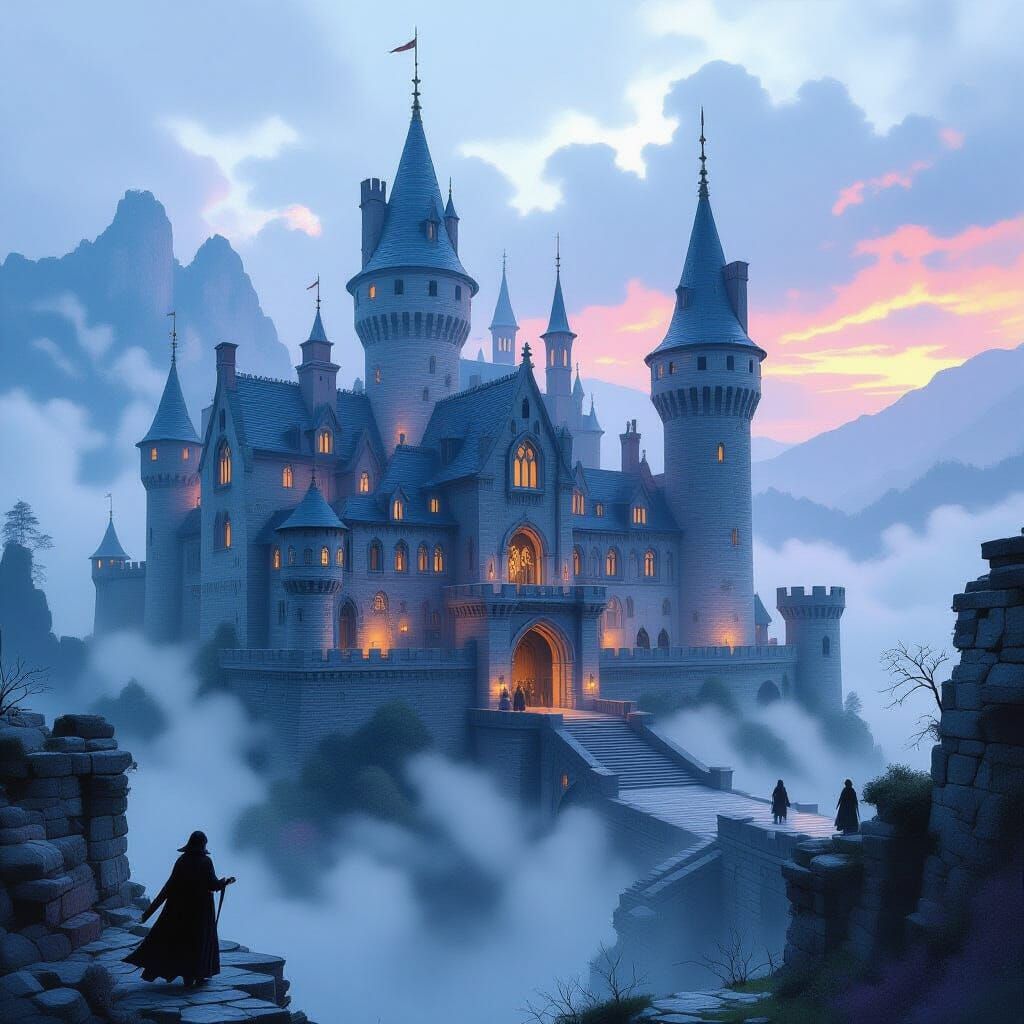 Mystical Medieval Castle with Witches and Wizards