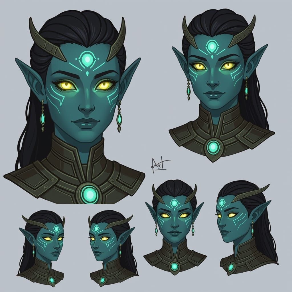 Female Dwemer Character Concept with Glowing Eyes