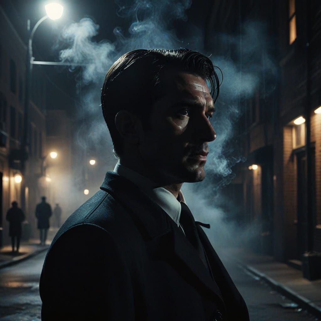 Suspicious Figure in Film Noir Style
