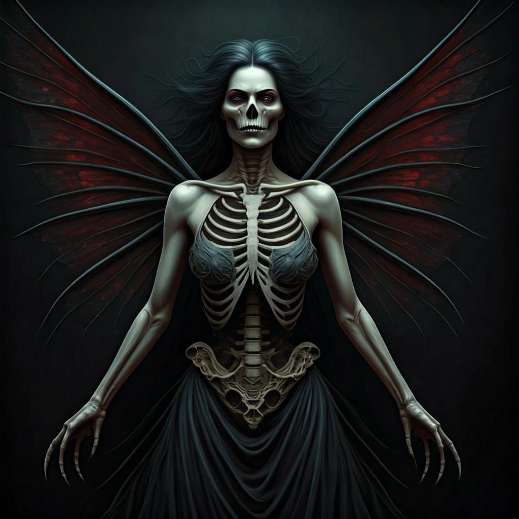 Menacing Dark Fairy of Death in Ethereal Shadows