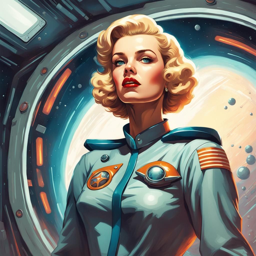 Retro Space Heroine in Pulp Cover Style