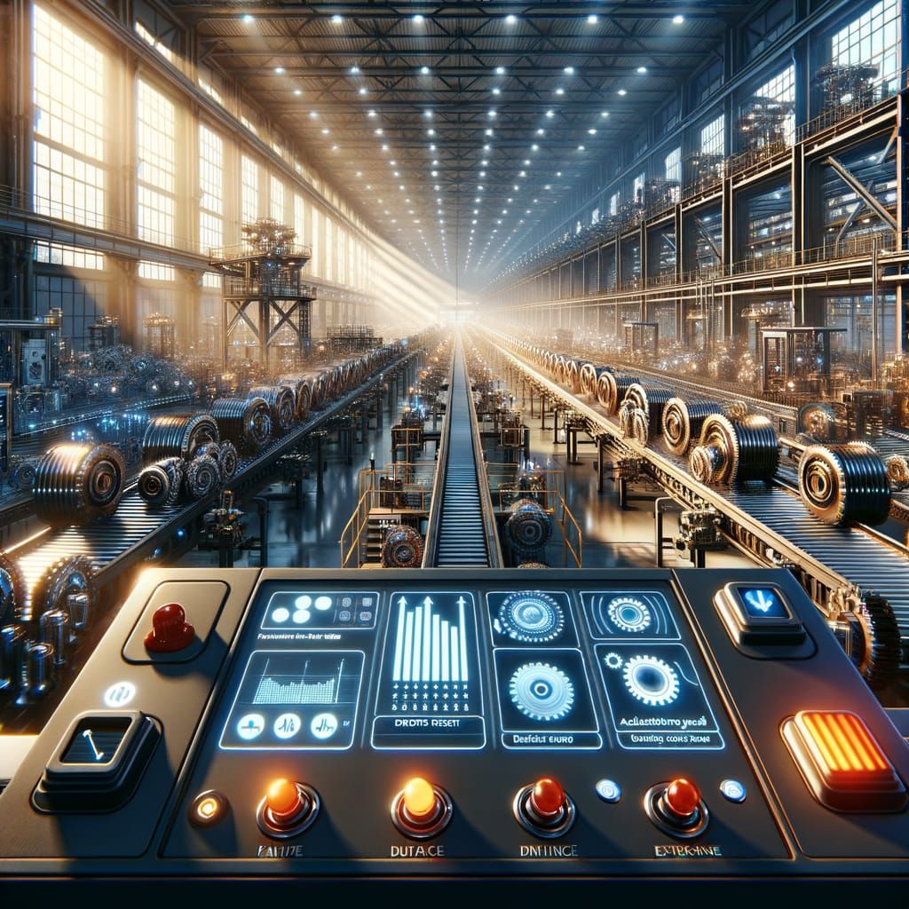 Futuristic Factory with Sunlight Beams in Ultra-Realism