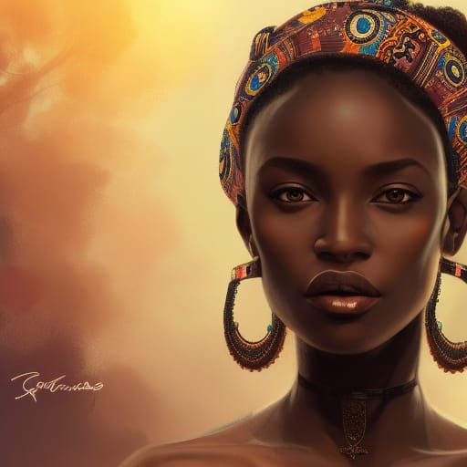 Beautiful African Princess in Hyperdetailed Portrait