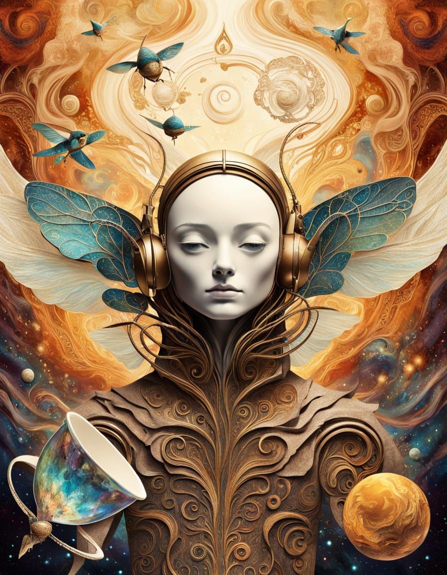 Surreal Space Movie Poster in Impasto Style