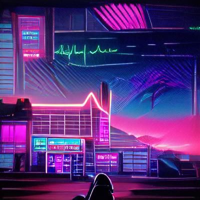 Synthwave Neon Scene with Retro Aesthetics