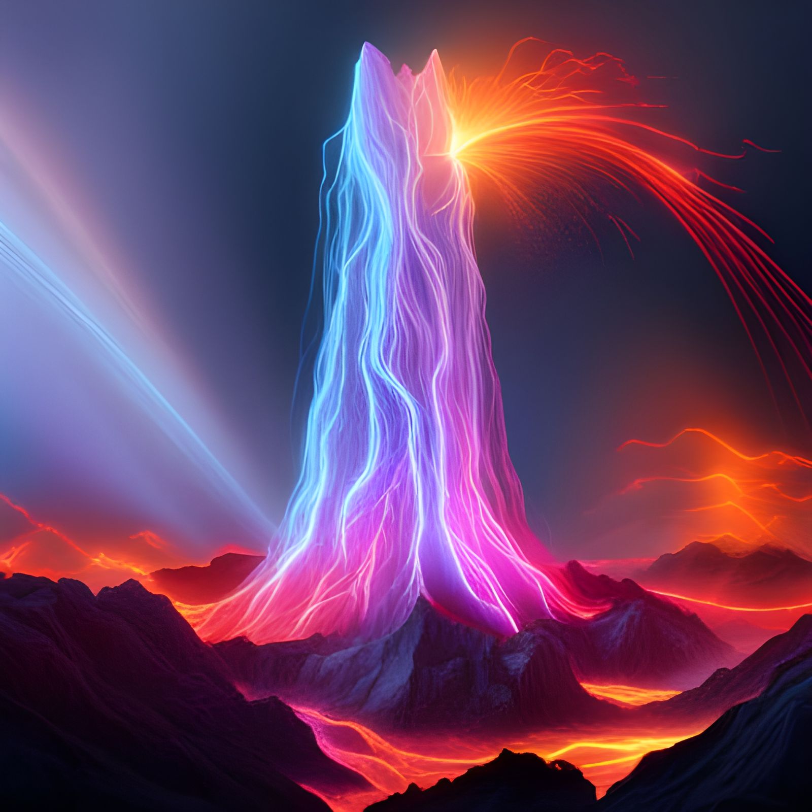 Explosive Melting Lasers with Neon Lava: Detailed Art