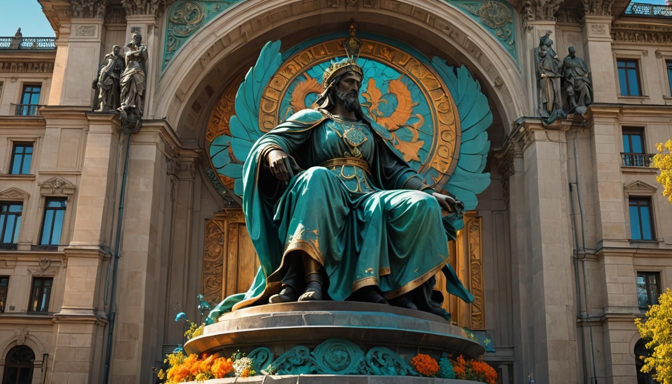 Turul Statue, Budapest: Hyperdetailed Spring Art