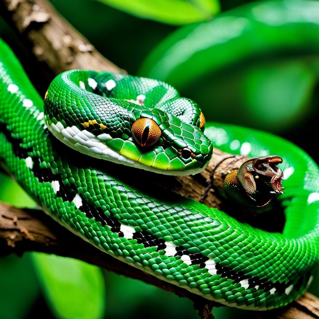 Emerald Tree Boa in Rainforest: National Geographic Photo