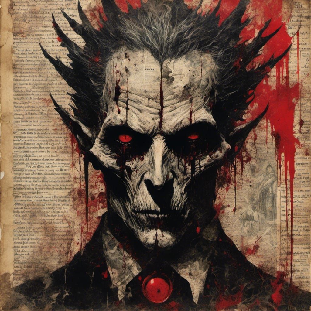 Gothic Vampire Portrait in Macabre Collage Art