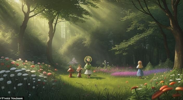 Enchanted Secret Garden with Fairies and Pixies