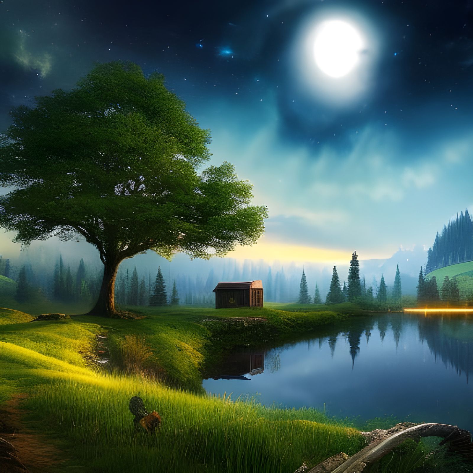 Magical Starry Night in Rural Countryside