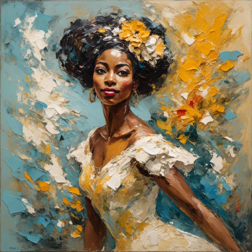 Mabel Fairbanks, African American Skater, Impasto Style