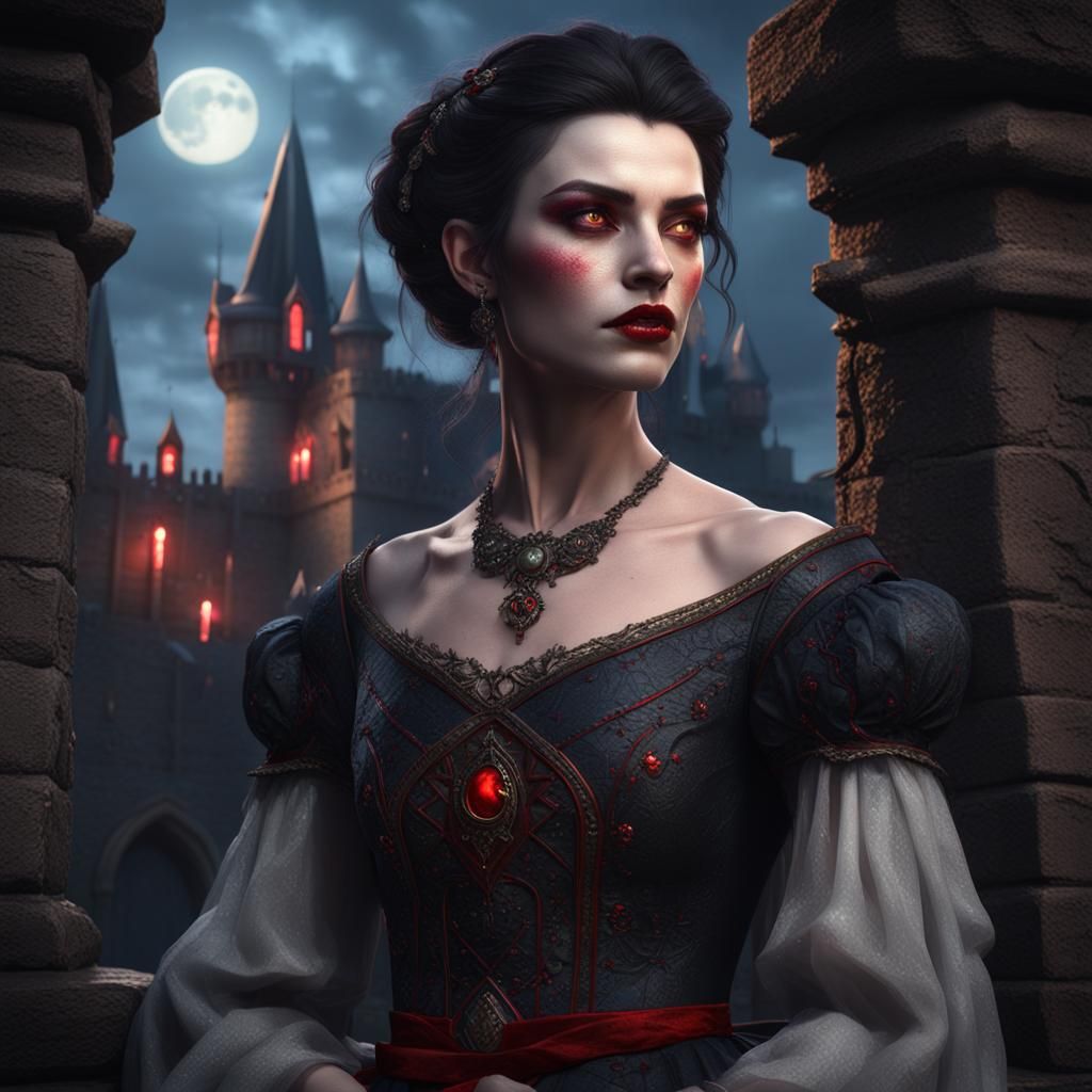 Trending on Artstation, Etherial Female Vampire, Pale skin, ...