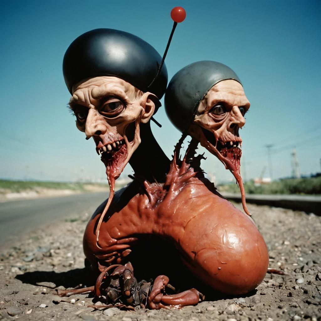 Grotesque Insect and Silenced Figure in Dada Style