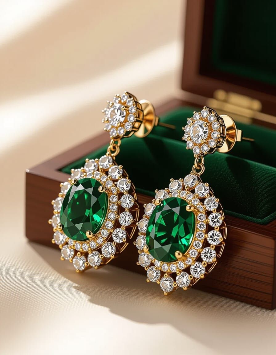Regal Lady's Emerald and Diamond Earring