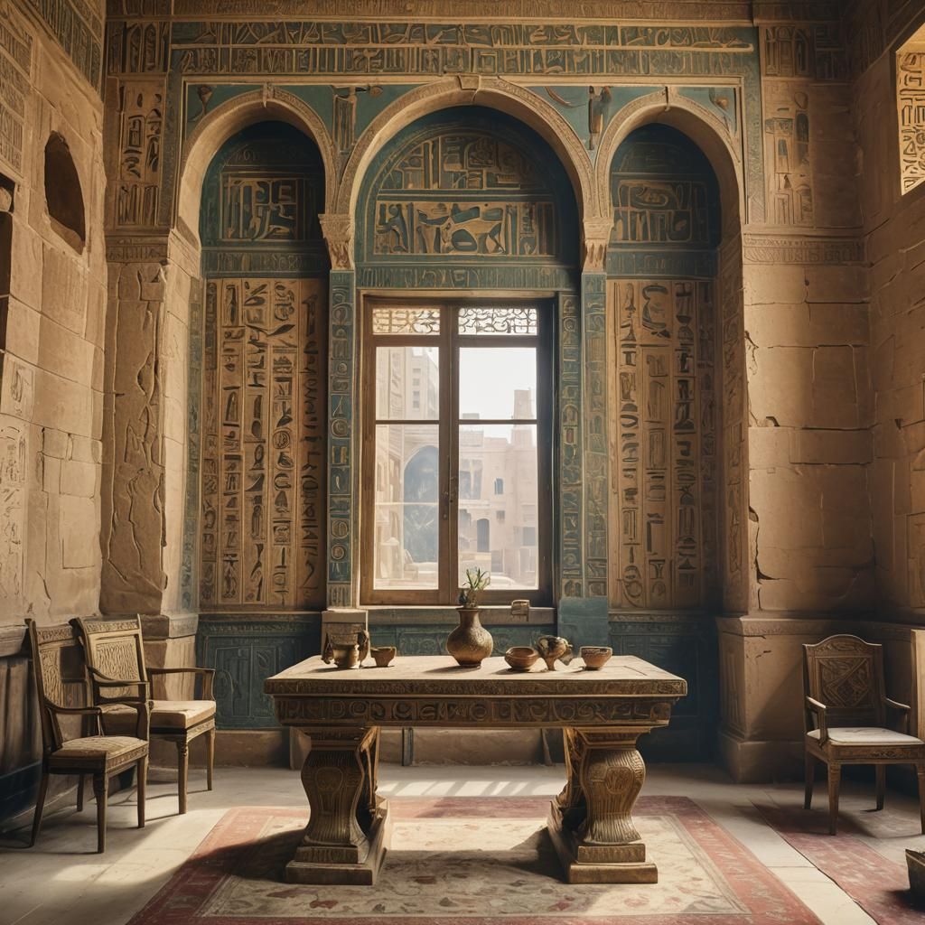 Antique Egyptian Palace Table by Window