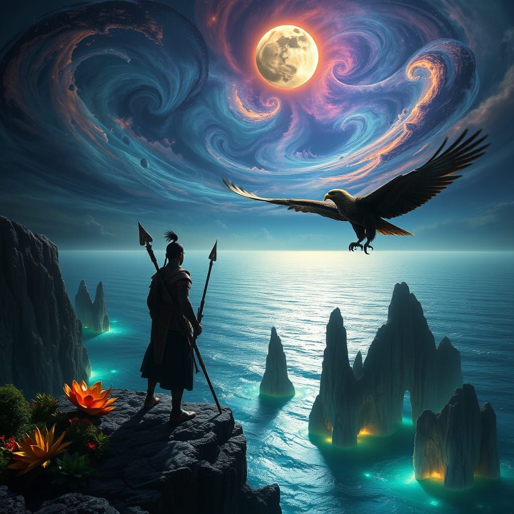 Pencak Silat Warrior & Javanese Eagle on Alien World