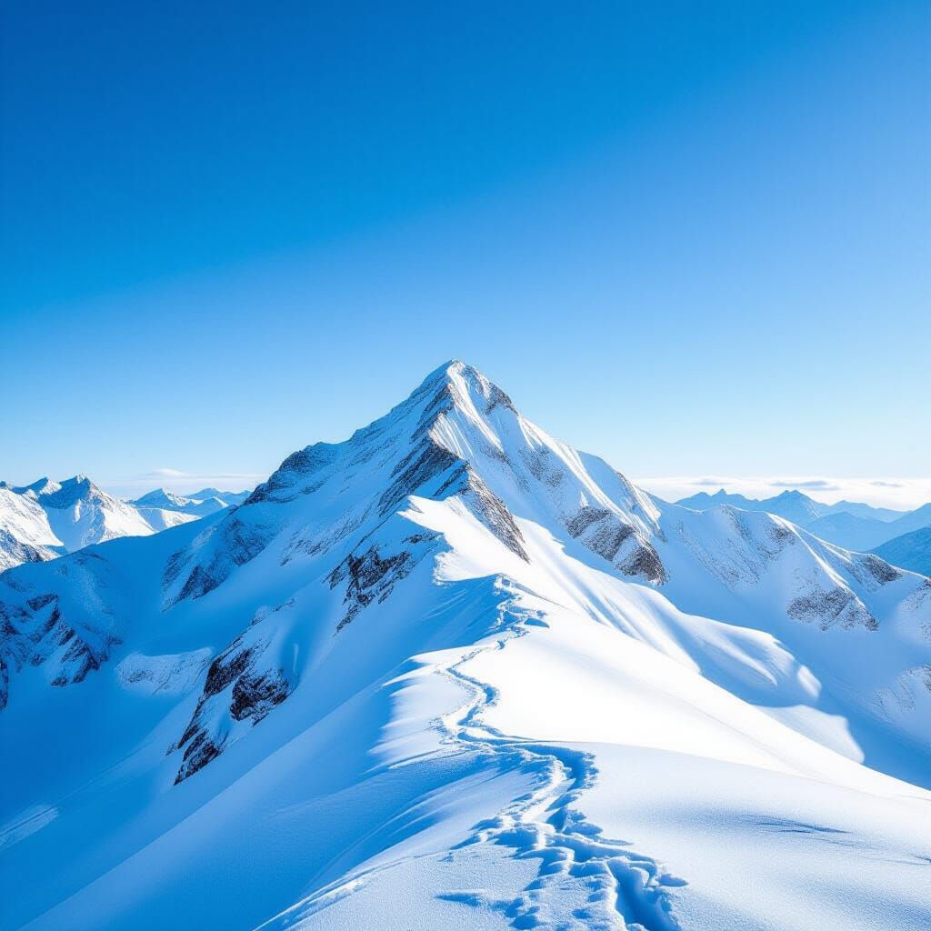 Serene Snow Mountain Peak in Soft Sunlight