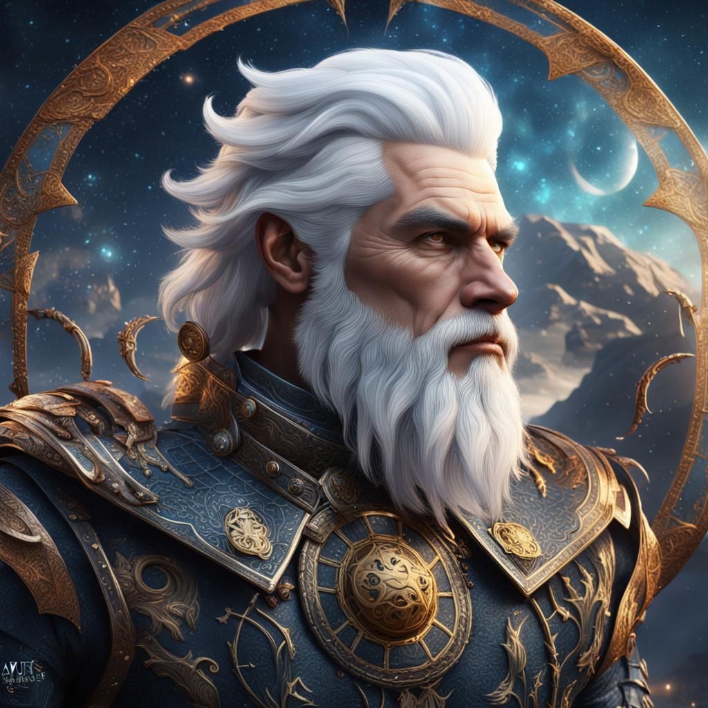 Leo Zodiac Sign Man in Detailed Matte Painting