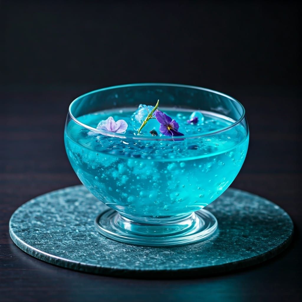 Futuristic Glass Bowl Ocean with Spirulina Pearls