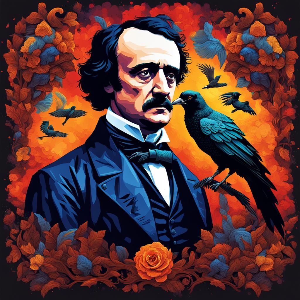 Vibrant HDR Portrait of Edgar Allen Poe
