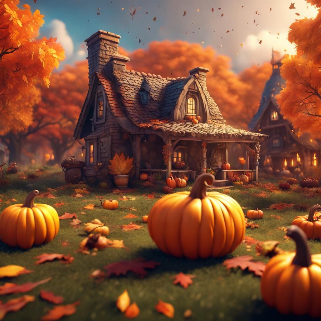 Cute Thanksgiving Matte Painting in Deep Color