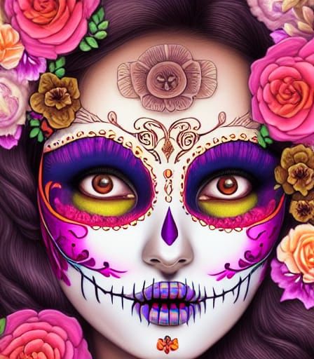 Día de los Muertos Woman in Steampunk Style