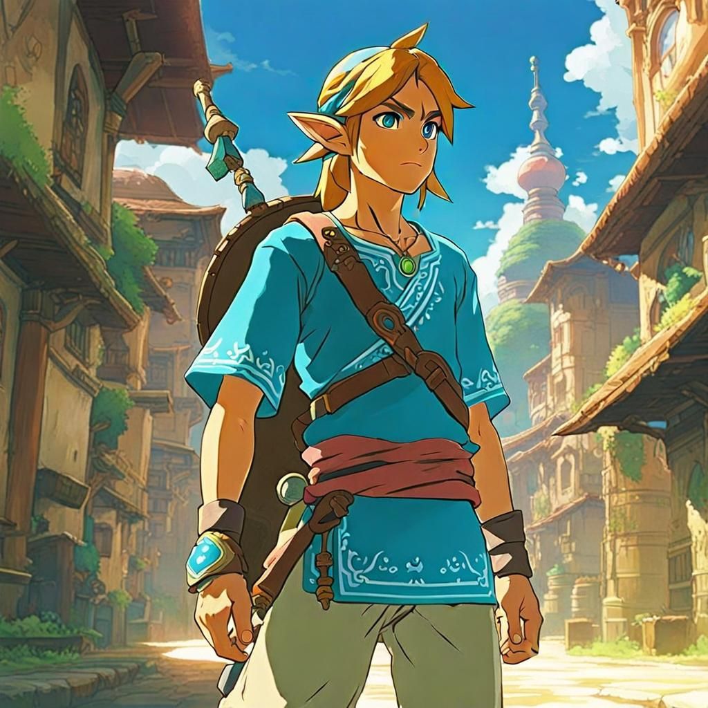 Link in Gerudo City: A Studio Ghibli Anime Visual